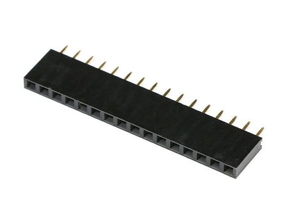 Pin header female pinsocket 1x16-pin 2.54mm pitch zwart